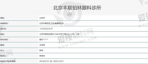 北京铂林眼科医院执照