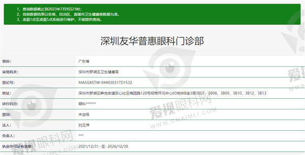 深圳友华普惠眼科门诊部怎么样