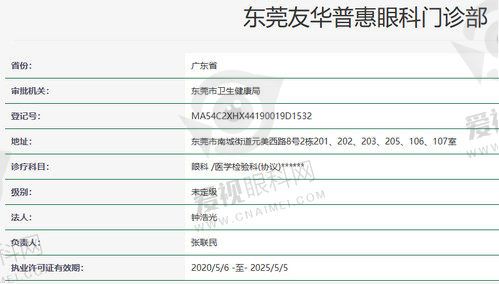 东莞友华普惠眼科门诊部资质